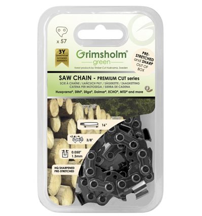 Motorsågskedja 16 tum 3/8", 57DL, 1,3mm Premium Cut - 3